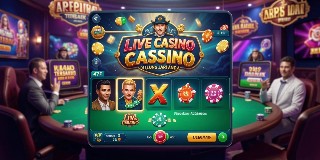 Screenshot gameplay 47F yang menunjukkan dealer dan pemain dalam aksi Live Casino.