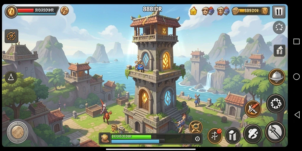 Tampilan gameplay menakjubkan di game Tower Defense 888IDR.