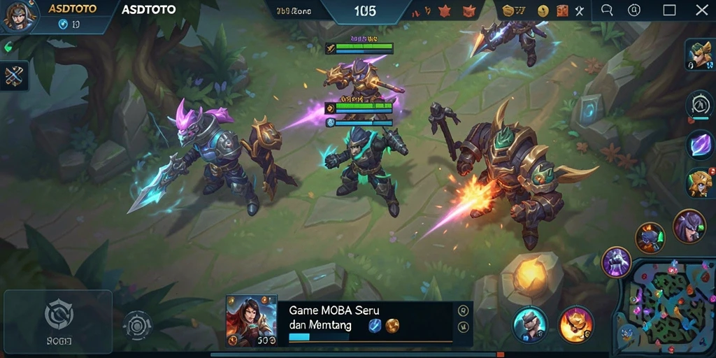 Screenshot gameplay ASDTOTO yang menunjukkan aksi seru dalam pertarungan MOBA.