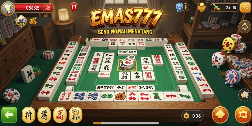 Screenshot gameplay EMAS777 dengan tampilan Mahjong yang menarik.