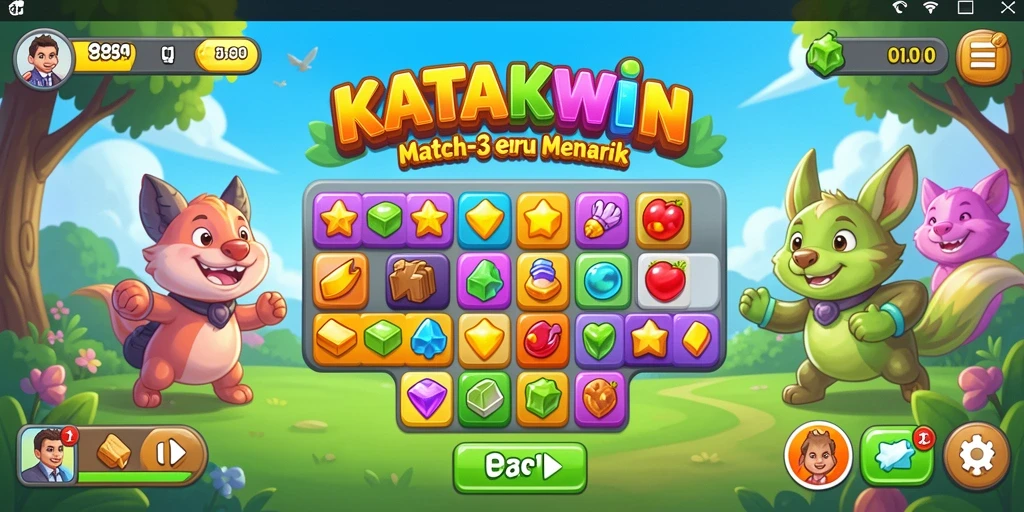 Tampilan gameplay KATAKWIN yang mengasyikkan dan penuh warna.
