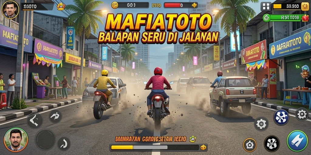 Tampilan gameplay seru dari MAFIATOTO saat balapan di lintasan.